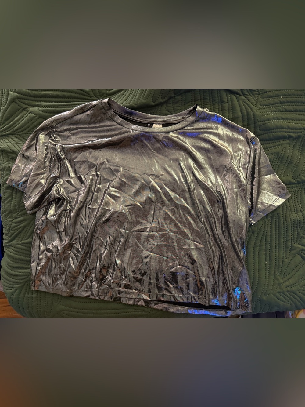 H&M Divided Metallic Short Sleeve Crop Top